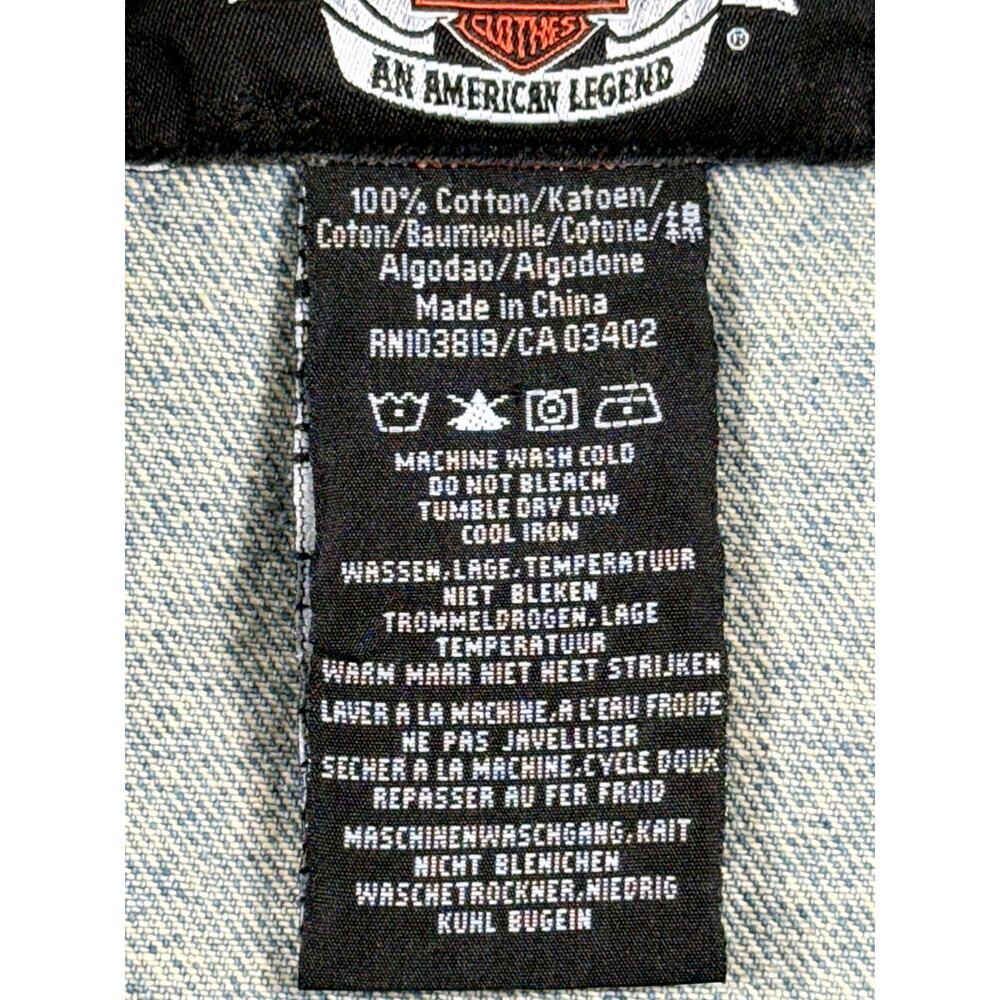 Vintage Harley Davidson Jean Denim Jacket Sz M Logo Patch Blue Trucker Biker - Picture 9 of 13
